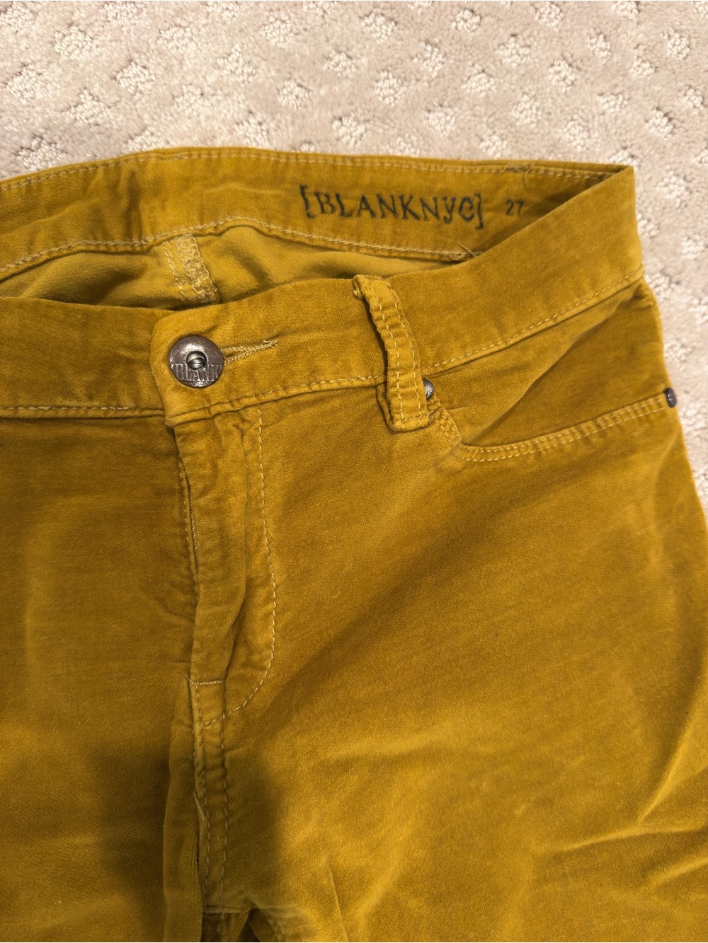 Blank NYC Women’s Mustard Yellow velvet skinny jeans